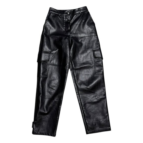 WILFRED ARITZIA Faux Vegan Leather CARGO Casual Straight Pants Womens Size 0 - Picture 1 of 6